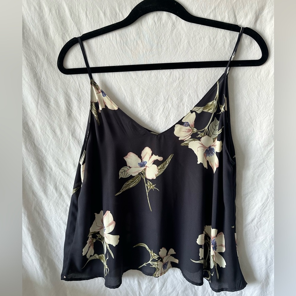 Navy blue floral tank top